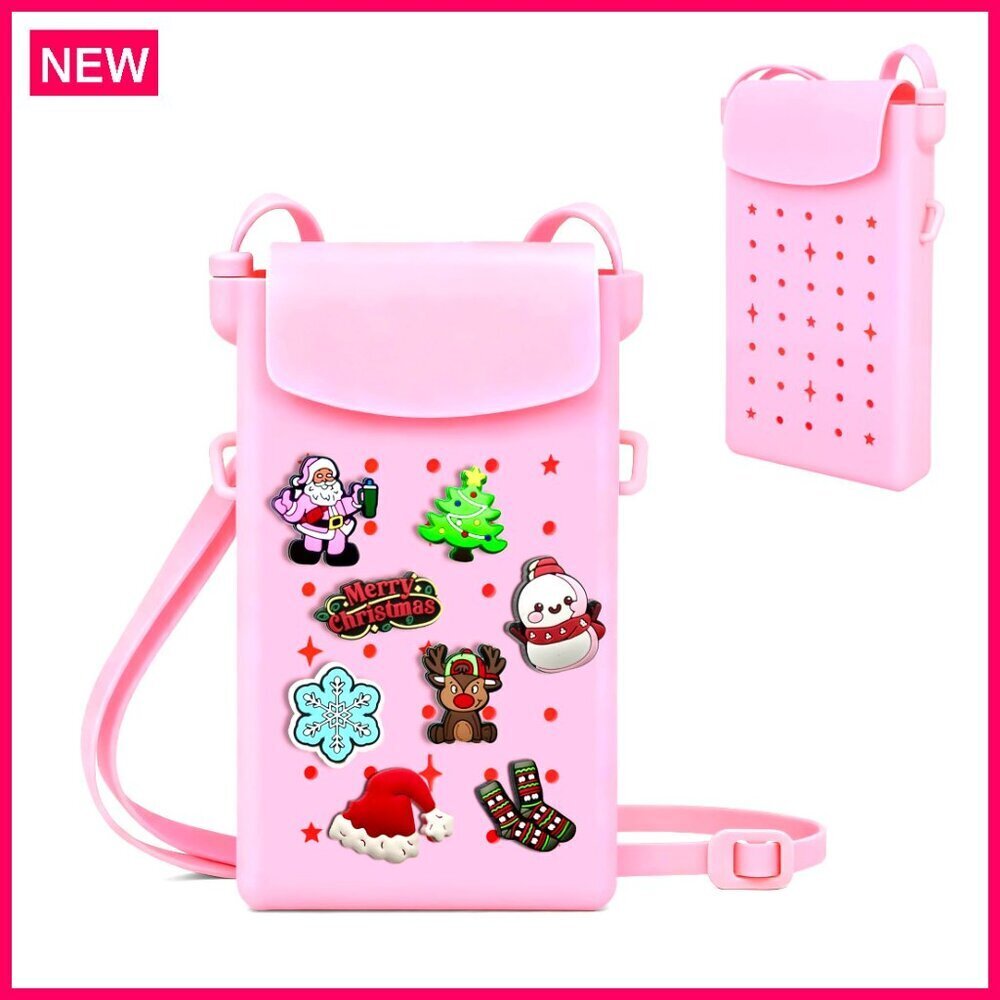 Silicone Crossbody Phone Bag with Adjustable Strap & Charms